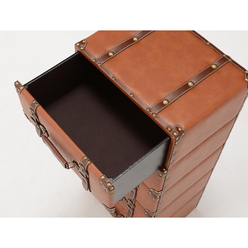 トランク型 チェスト 4段 トランク収納 レザー 合皮 収納家具 衣類収納 小物収納 デザイン MCH-6004LBR |  | 04