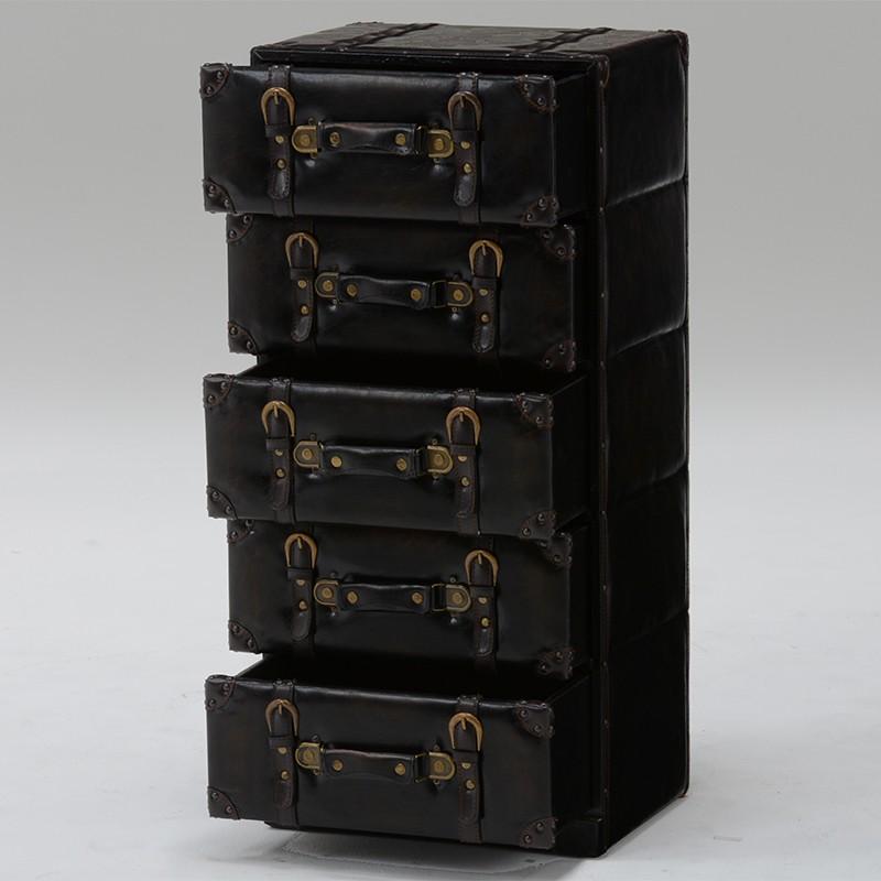 トランク型 チェスト 5段 トランク収納 レザー 合皮 収納家具 衣類収納  デザイン 小物収納 MCH-6005DBR |  | 01