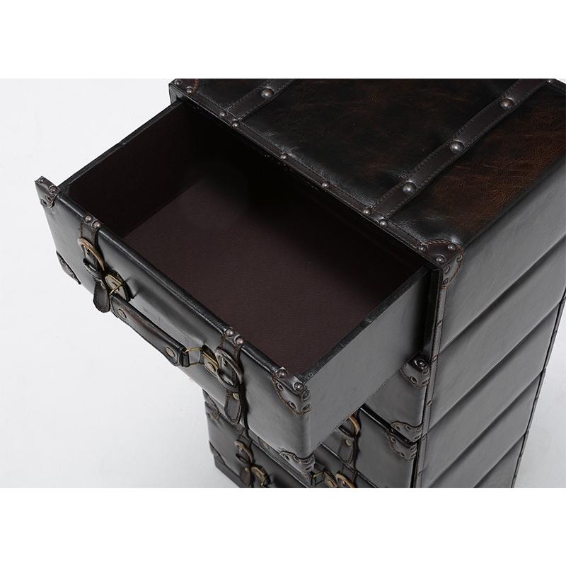 トランク型 チェスト 5段 トランク収納 レザー 合皮 収納家具 衣類収納  デザイン 小物収納 MCH-6005DBR |  | 02