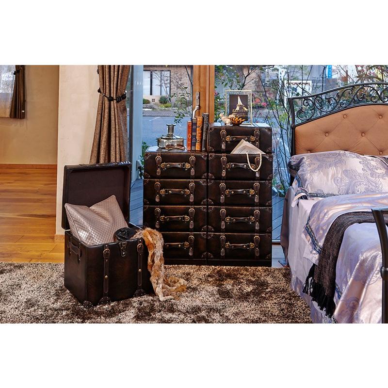 トランク型 チェスト 5段 トランク収納 レザー 合皮 収納家具 衣類収納  デザイン 小物収納 MCH-6005DBR |  | 03