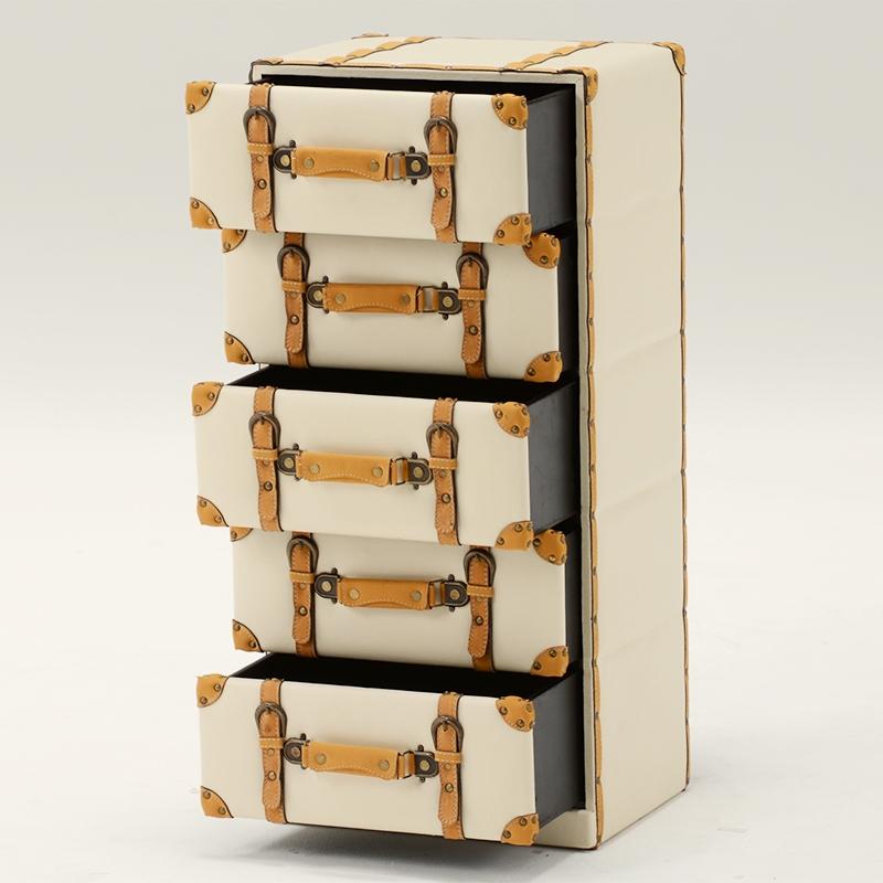 トランク型 チェスト 4段 トランク収納 レザー 合皮 収納家具 衣類収納 小物収納 デザイン MCH-6005IV |  | 01