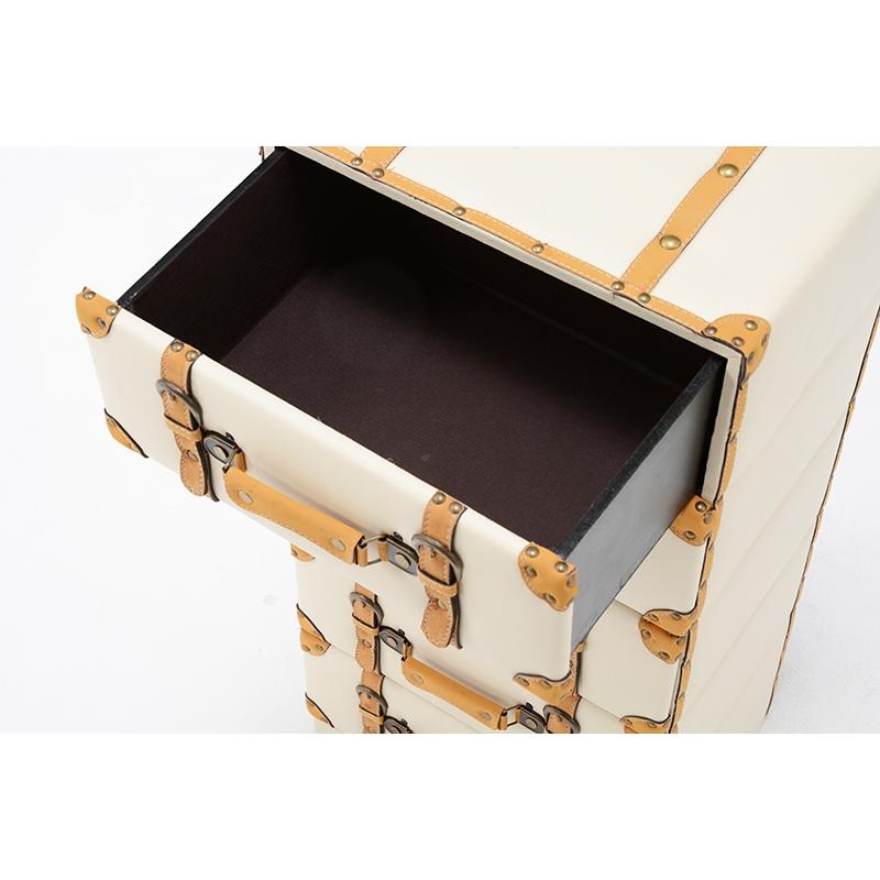 トランク型 チェスト 4段 トランク収納 レザー 合皮 収納家具 衣類収納 小物収納 デザイン MCH-6005IV |  | 03