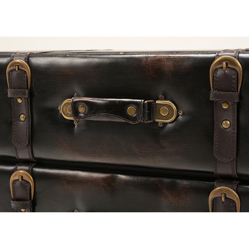 トランク型 チェスト 4段 トランク収納 合成皮革 レザー 合皮 収納家具 衣類収納 小物収納 デザイン MCH-6014DBR |  | 01