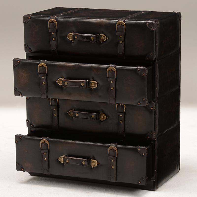 トランク型 チェスト 4段 トランク収納 合成皮革 レザー 合皮 収納家具 衣類収納 小物収納 デザイン MCH-6014DBR |  | 04