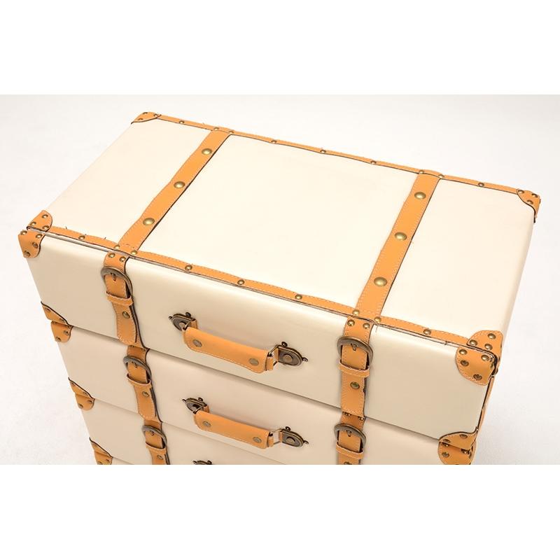 トランク型 チェスト 4段 トランク収納 合成皮革 収納家具 衣類収納 小物収納 デザイン MCH-6014IV |  | 02