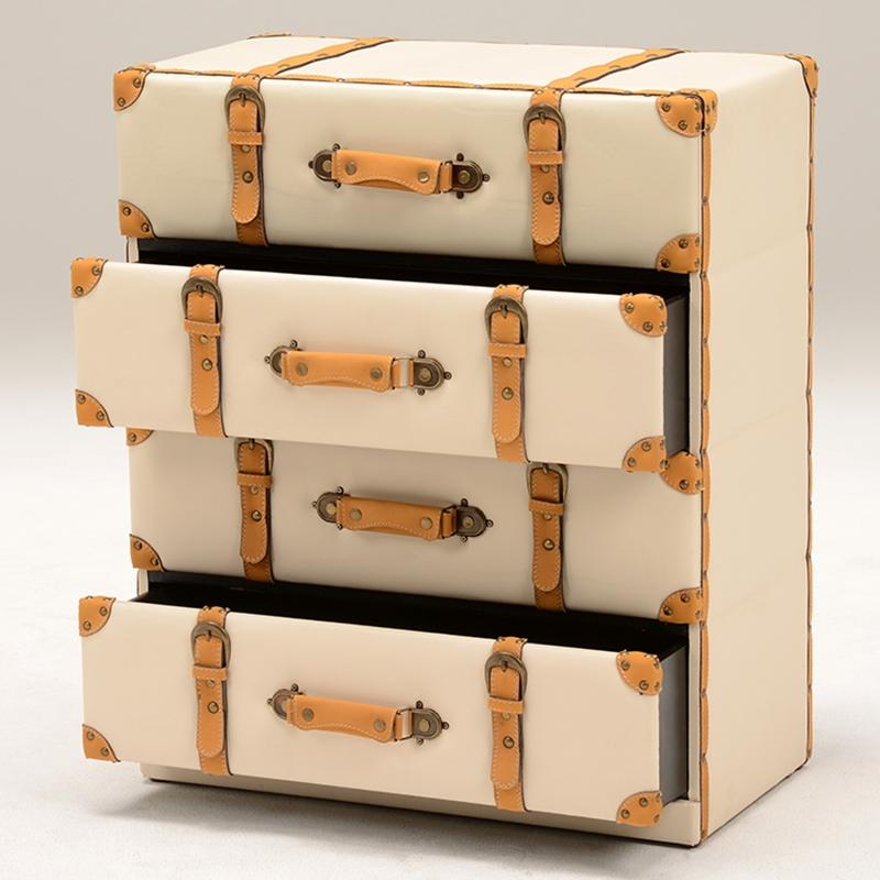 トランク型 チェスト 4段 トランク収納 合成皮革 収納家具 衣類収納 小物収納 デザイン MCH-6014IV |  | 04