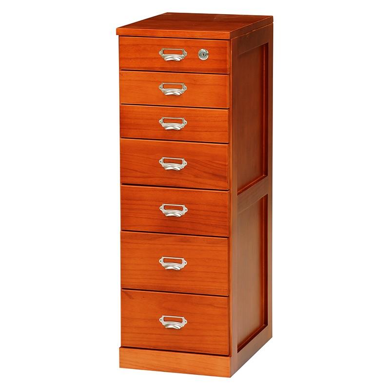書類 引き出し A4対応 木製 書類ケース 7段 チェスト キャスター付き 鍵付き 北欧 ヴィンテージ リビング収納 木製チェスト MCH-6581 | 