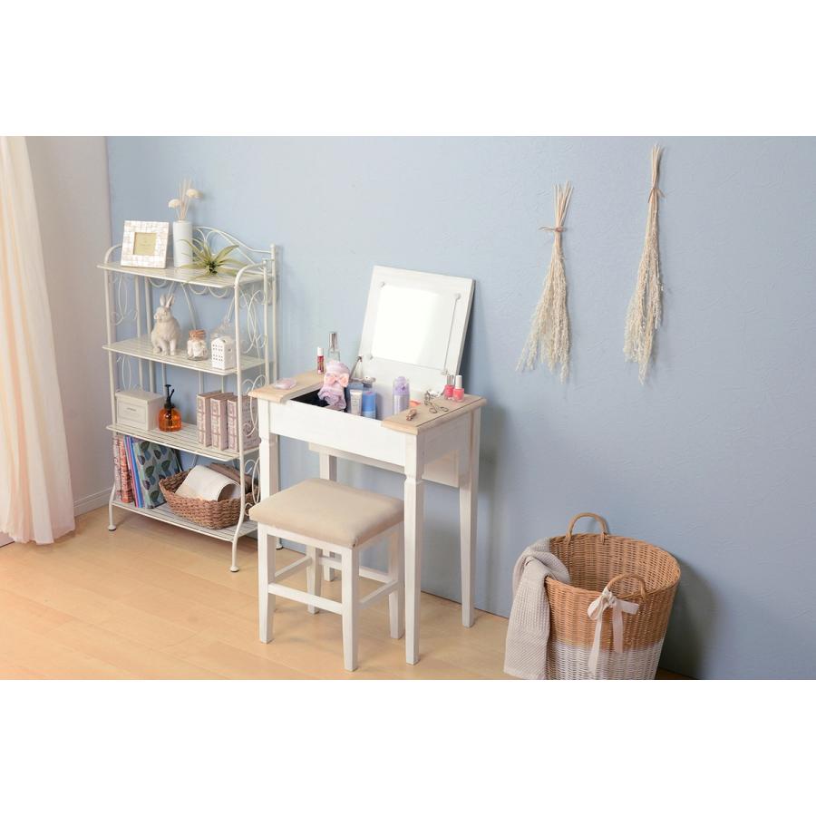 機能的コンパクトドレッサー スツール付 ドレッサーテーブル 幅60cm 1面鏡ドレッサー 化粧台 スツール付き  MD-5295NAW |  | 13