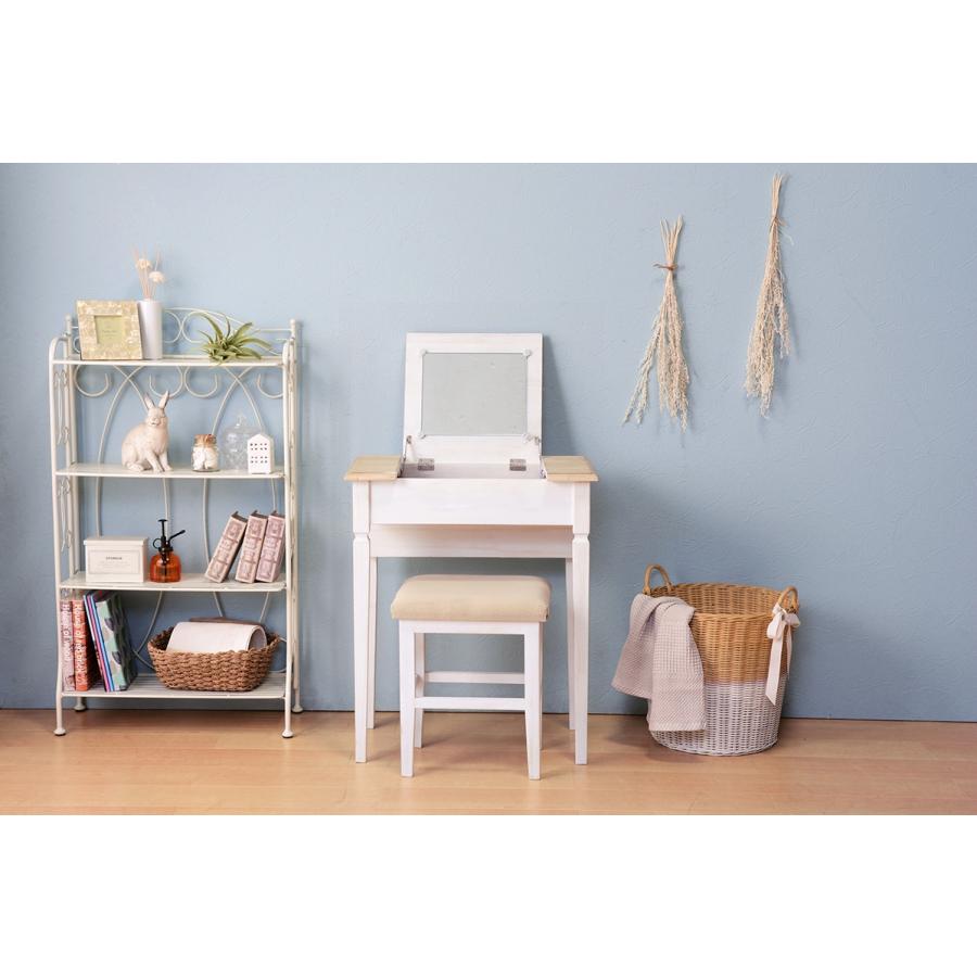 機能的コンパクトドレッサー スツール付 ドレッサーテーブル 幅60cm 1面鏡ドレッサー 化粧台 スツール付き  MD-5295NAW |  | 16