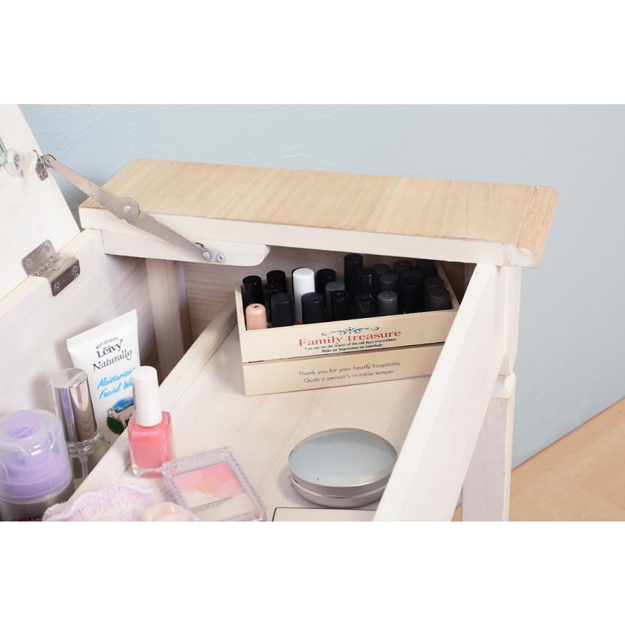 機能的コンパクトドレッサー スツール付 ドレッサーテーブル 幅60cm 1面鏡ドレッサー 化粧台 スツール付き  MD-5295NAW |  | 02