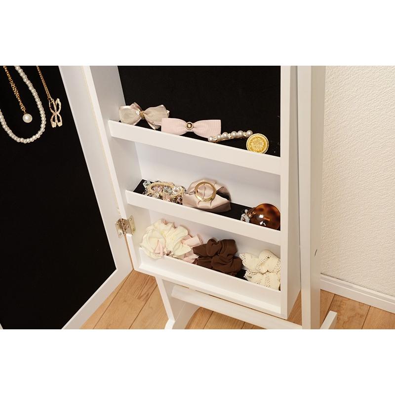 スタンドミラー 姿見 デザインスタンドミラー 全身鏡 収納 鏡 小物入れ MD-6565WH |  | 10