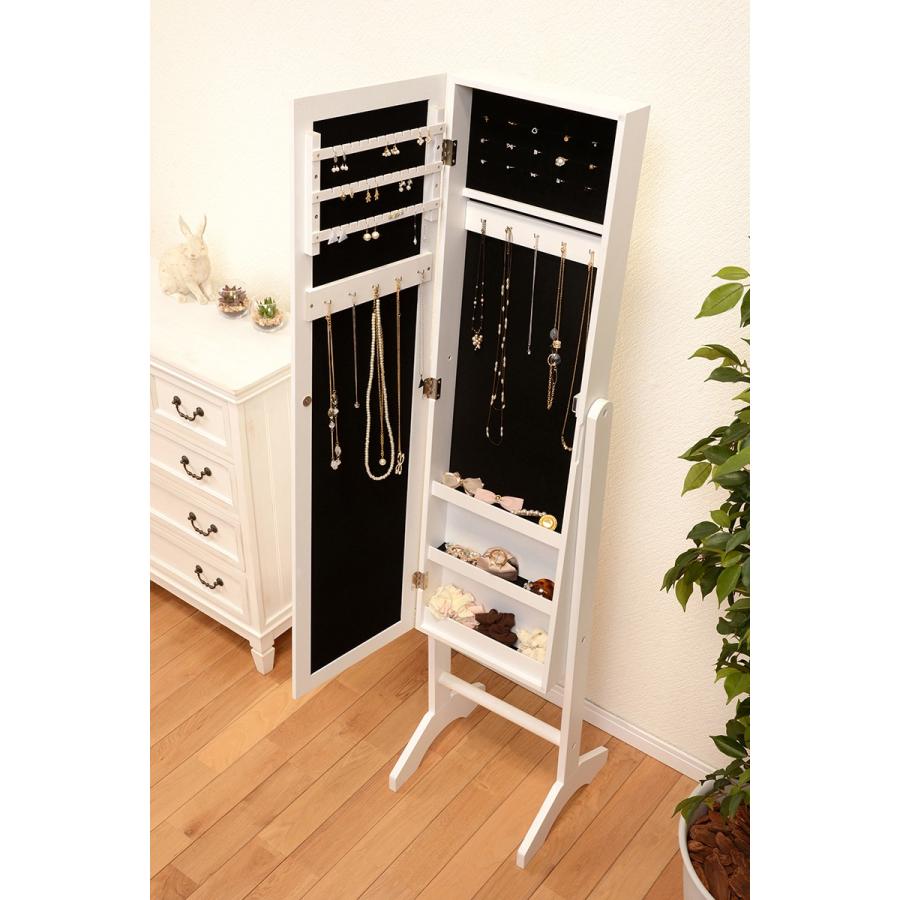 スタンドミラー 姿見 デザインスタンドミラー 全身鏡 収納 鏡 小物入れ MD-6565WH |  | 05