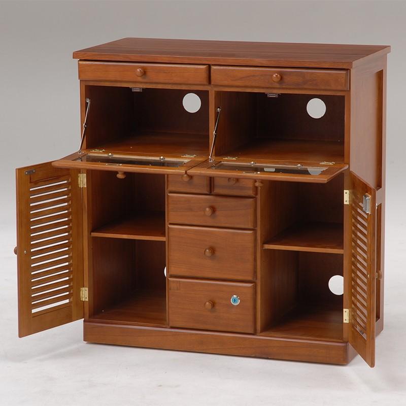 キャビネット 鍵付き 幅76cm 隠しキャスター付き FAX台 キッチン ラック シェルフ 収納家具 収納棚 おしゃれ MFX-8201BR |  | 01