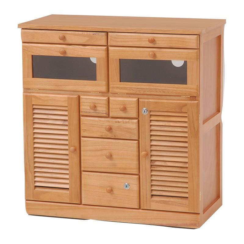 キャビネット 鍵付き 幅76cm 隠しキャスター付き FAX台 リビング キッチン ラック シェルフ 収納家具 収納棚 MFX-8201NA | 