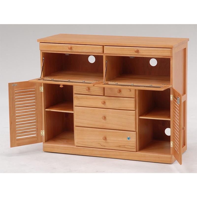 キャビネット 鍵付き 幅96cm 隠しキャスター付き FAX台 リビング キッチン ラック シェルフ 収納家具 収納棚 MFX-8202NA |  | 01