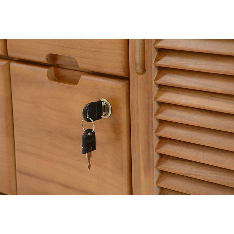 キャビネット 鍵付き 幅48cm 隠しキャスター付き コンセント付きラック シェルフ 引き出し 扉付き 収納家具 収納棚 MFX-8207LBR |  | 04