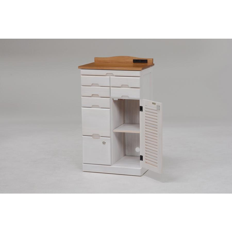 キャビネット 鍵付き 幅48cm 隠しキャスター付き コンセント付き ラック シェルフ 扉付き 収納家具 収納棚 MFX-8207NW |  | 01