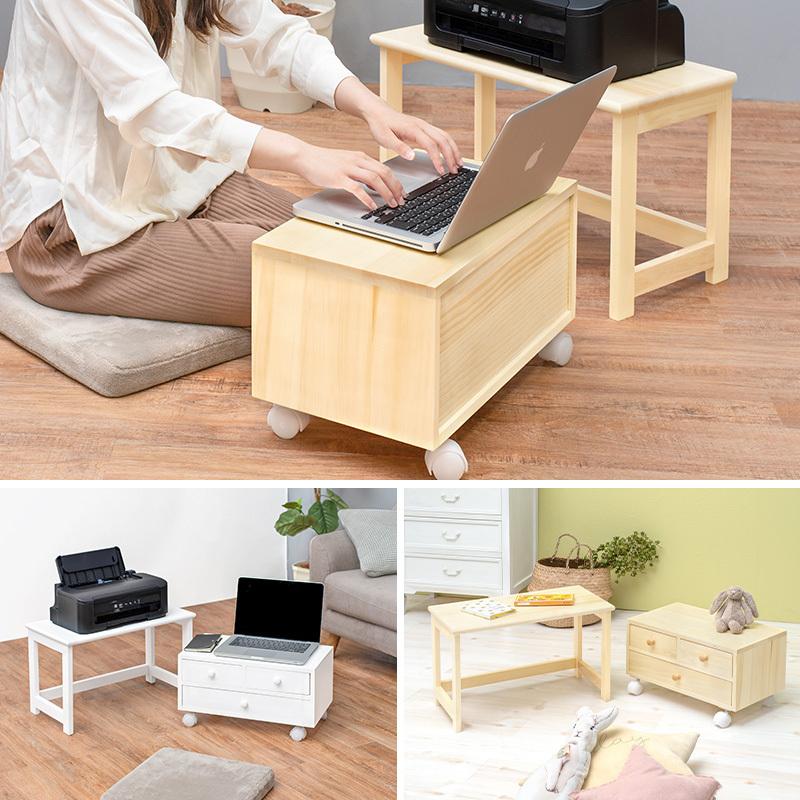 パソコンデスク キャスター  デスク PCデスク  ローテーブル パソコンラック 作業 フレンチ MT-70WH |  | 02