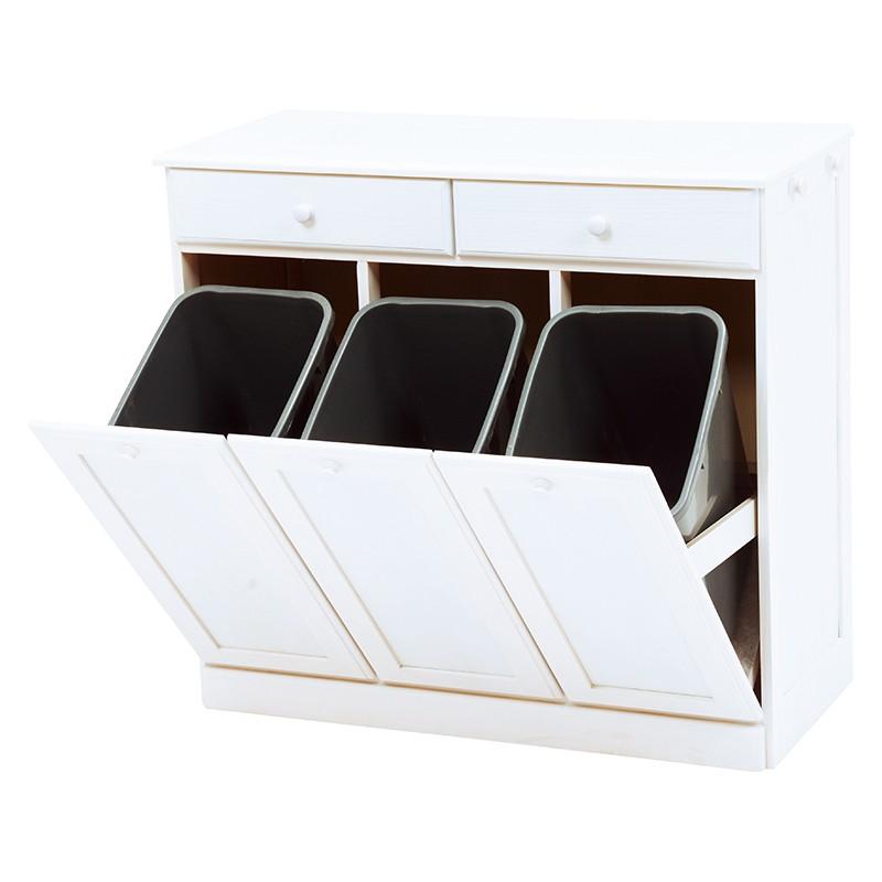 ダストボックス カウンター 3分別 カウンター ワゴン キャスター  ごみ箱 完成品 25Lペール ごみ箱 ダストBOX  MUD-6723WS | 