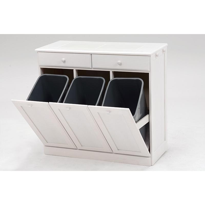 ダストボックス カウンター 3分別 カウンター ワゴン キャスター  ごみ箱 完成品 25Lペール ごみ箱 ダストBOX  MUD-6723WS |  | 02