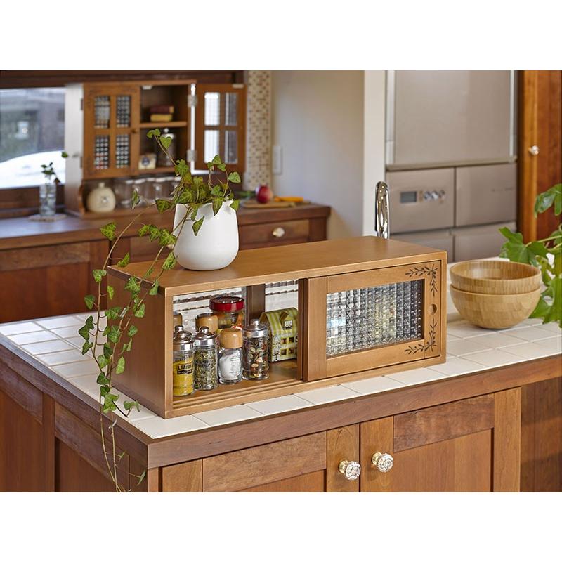 収納ラック  味料ラック ラック 棚上 両面ガラス戸味料棚 スパイスラック MUD-26LBR |  | 03