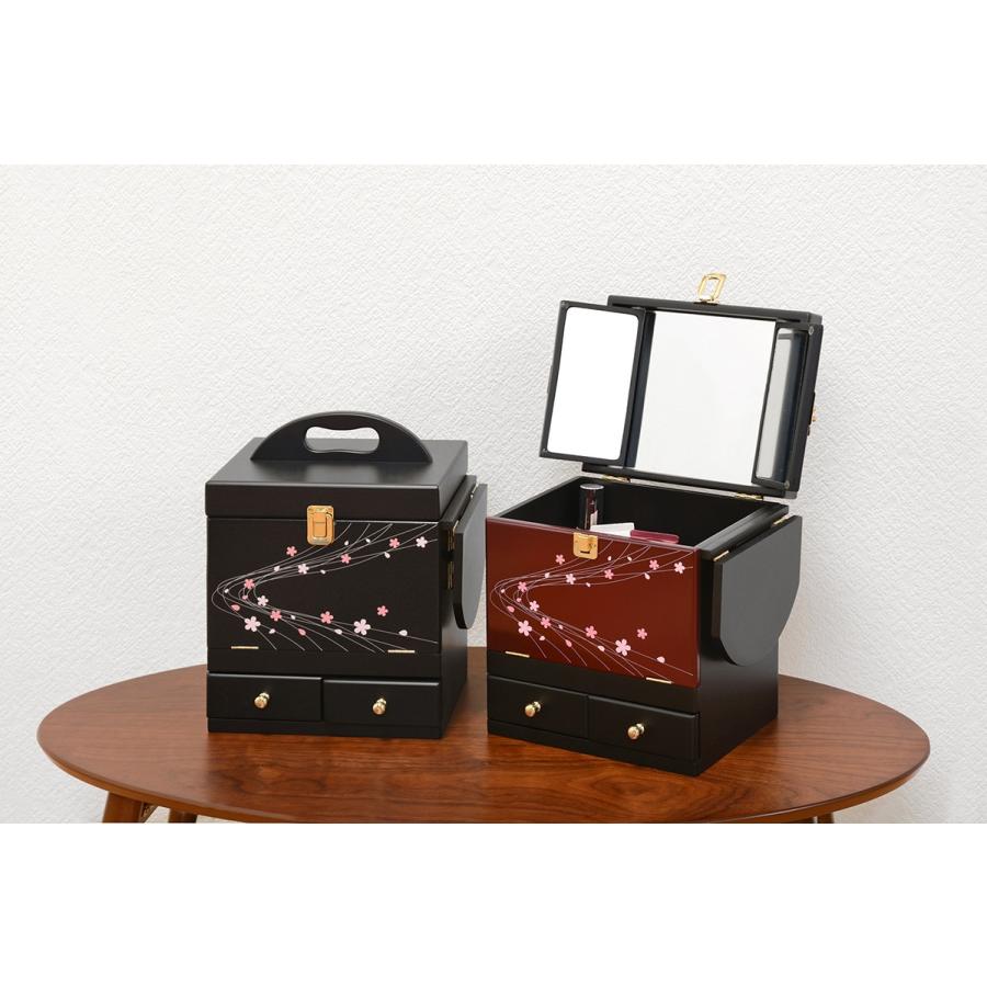 コスメボックス 蒔絵 ドレッサー 三面鏡 化粧 コスメケース メイクボックス コスメ収納 女性 メイク 漆  誕生日 MUD-61BK |  | 04