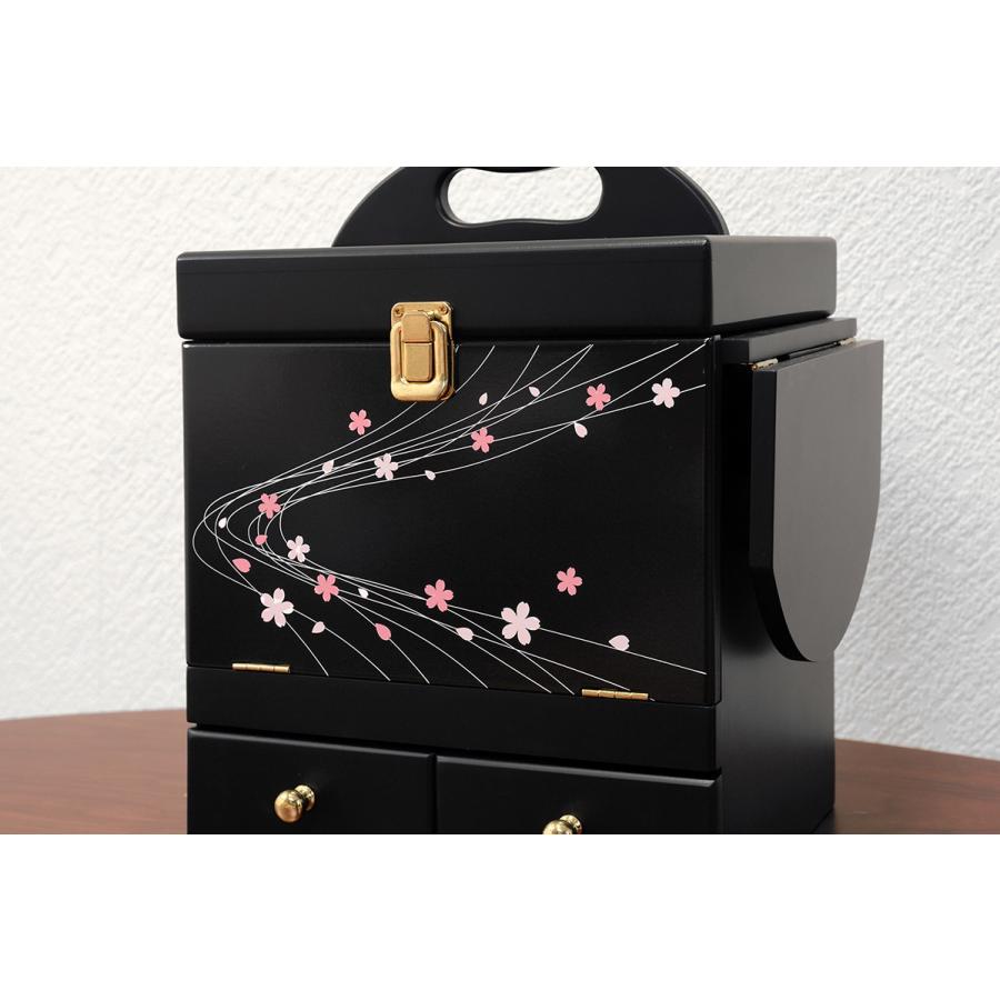 コスメボックス 蒔絵 ドレッサー 三面鏡 化粧 コスメケース メイクボックス コスメ収納 女性 メイク 漆  誕生日 MUD-61BK |  | 05
