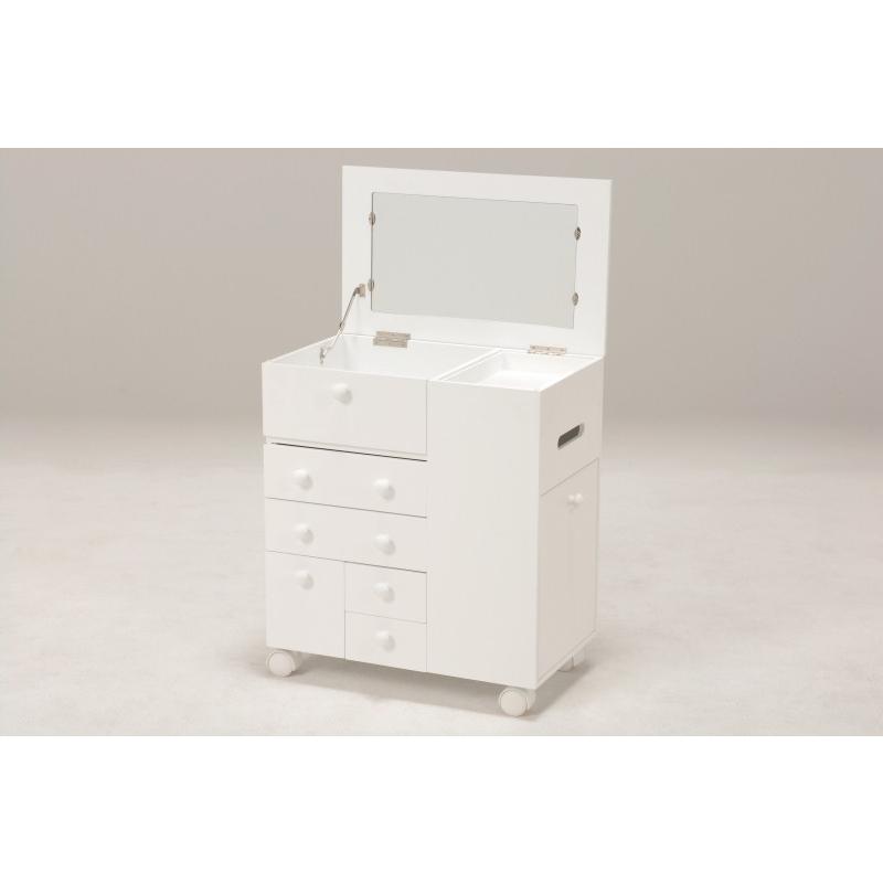コスメワゴン キャスター 鏡 1面ドレッサー 鏡台ミラー 完成品 メイクボックス MUD-6649 |  | 01