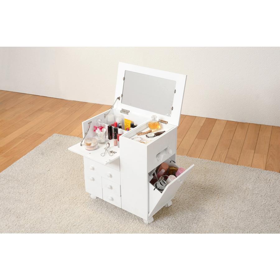 コスメワゴン キャスター 鏡 1面ドレッサー 鏡台ミラー 完成品 メイクボックス MUD-6649 |  | 10