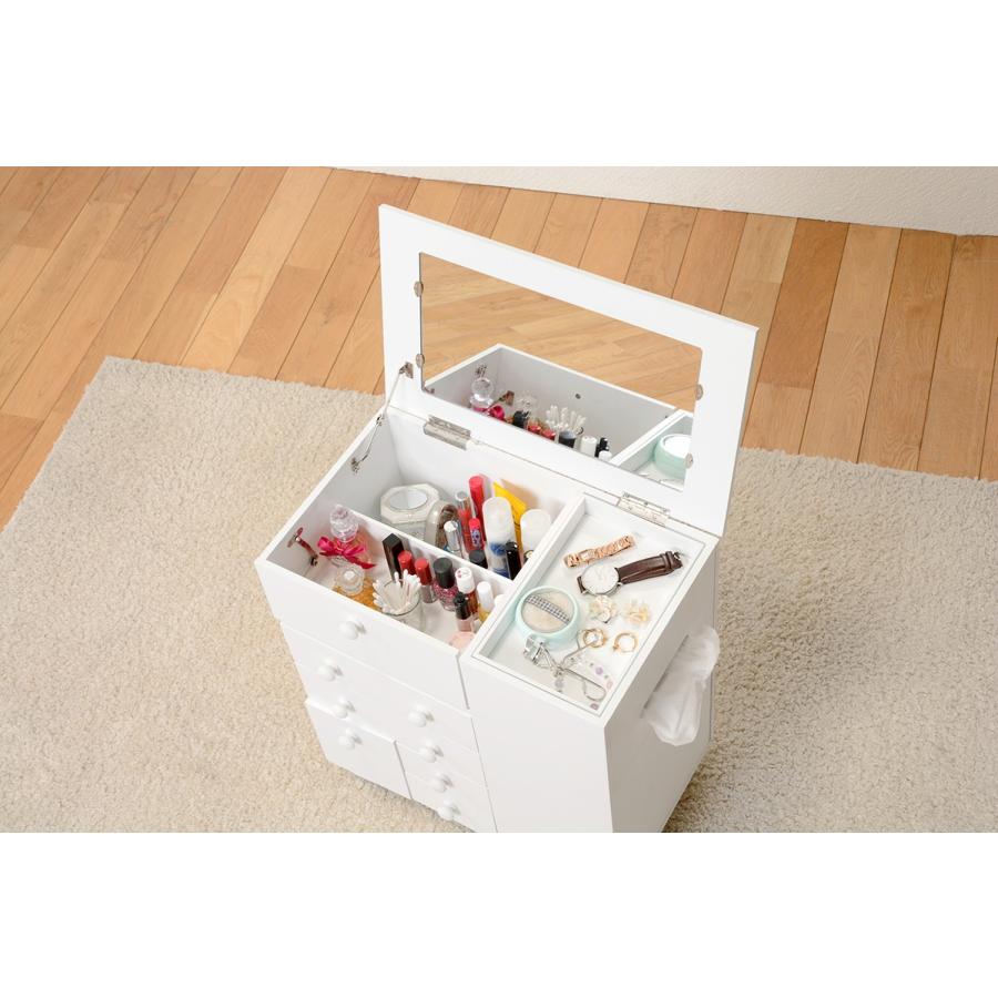 コスメワゴン キャスター 鏡 1面ドレッサー 鏡台ミラー 完成品 メイクボックス MUD-6649 |  | 11