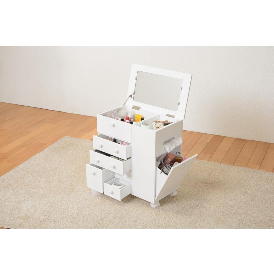 コスメワゴン キャスター 鏡 1面ドレッサー 鏡台ミラー 完成品 メイクボックス MUD-6649 |  | 12