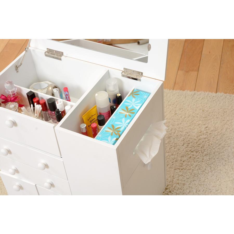 コスメワゴン キャスター 鏡 1面ドレッサー 鏡台ミラー 完成品 メイクボックス MUD-6649 |  | 13