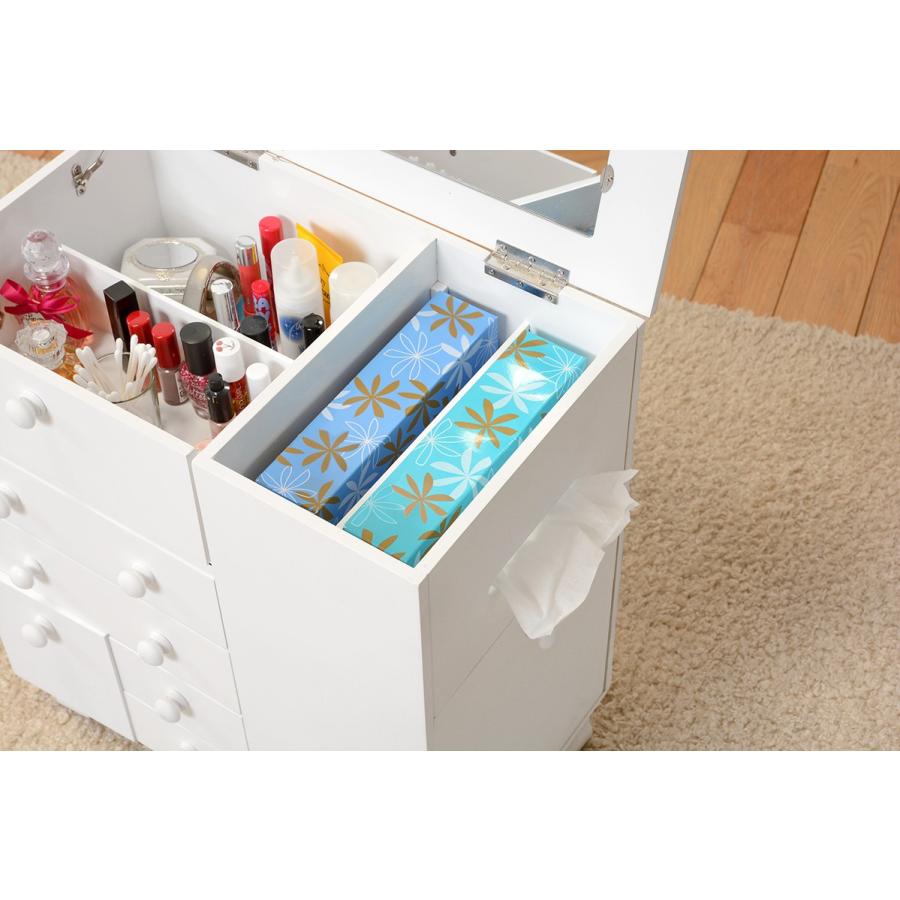 コスメワゴン キャスター 鏡 1面ドレッサー 鏡台ミラー 完成品 メイクボックス MUD-6649 |  | 14