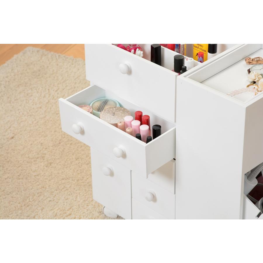 コスメワゴン キャスター 鏡 1面ドレッサー 鏡台ミラー 完成品 メイクボックス MUD-6649 |  | 16