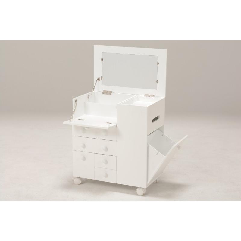 コスメワゴン キャスター 鏡 1面ドレッサー 鏡台ミラー 完成品 メイクボックス MUD-6649 |  | 02