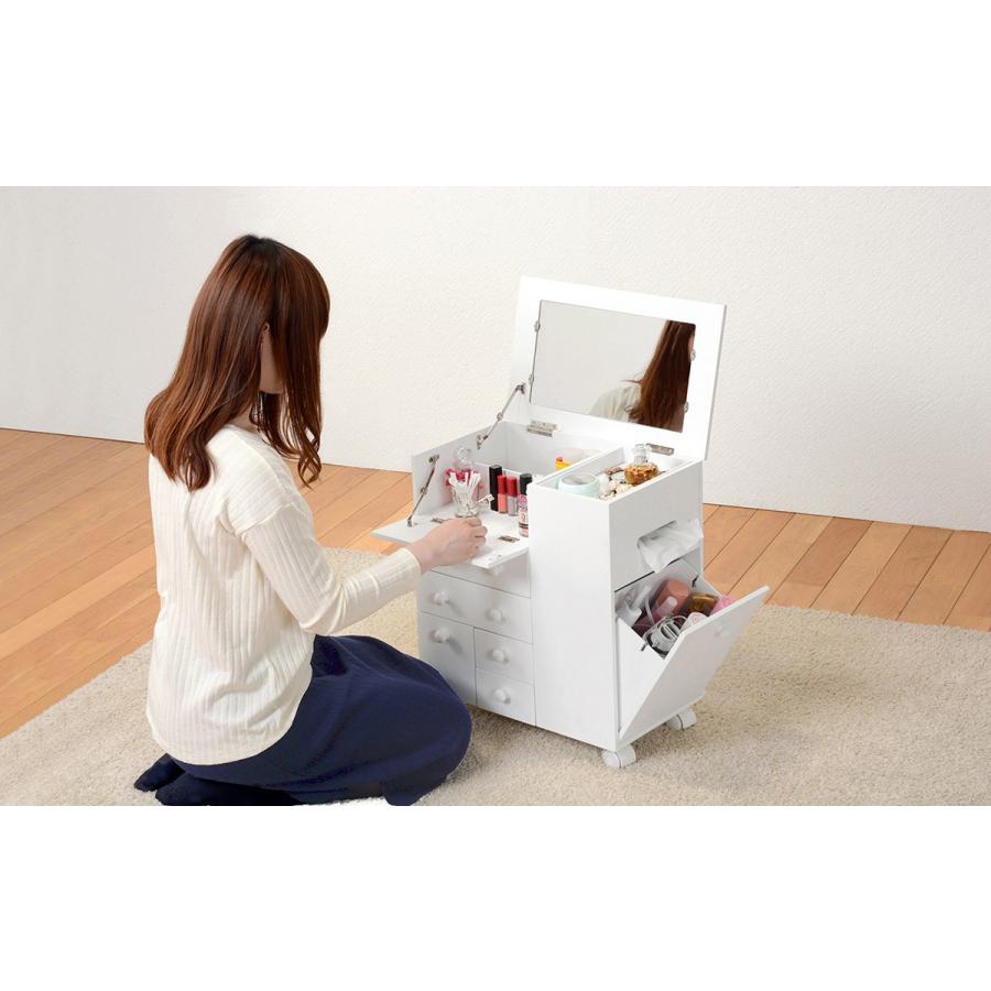 コスメワゴン キャスター 鏡 1面ドレッサー 鏡台ミラー 完成品 メイクボックス MUD-6649 |  | 08
