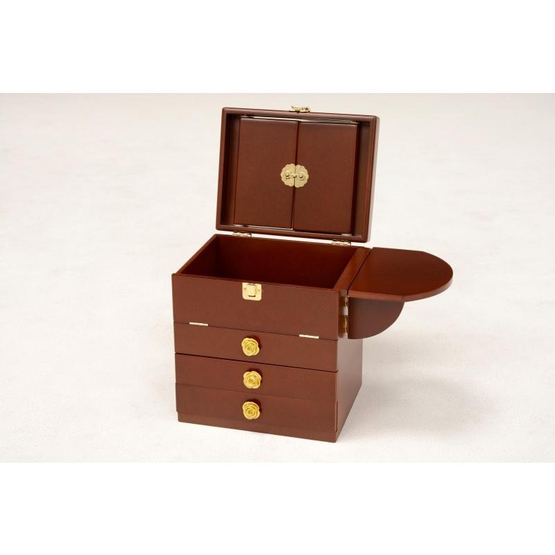 コスメボックス 化粧ボックス メイクボックス 完成品 ミラー付 三面鏡 ミニドレッサー ジュエリーボックス 化粧入れ  MUD-6830BR |  | 01