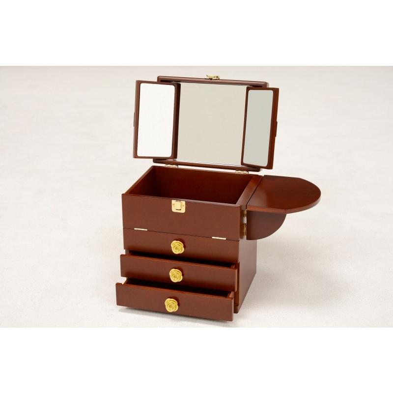 コスメボックス 化粧ボックス メイクボックス 完成品 ミラー付 三面鏡 ミニドレッサー ジュエリーボックス 化粧入れ  MUD-6830BR |  | 02