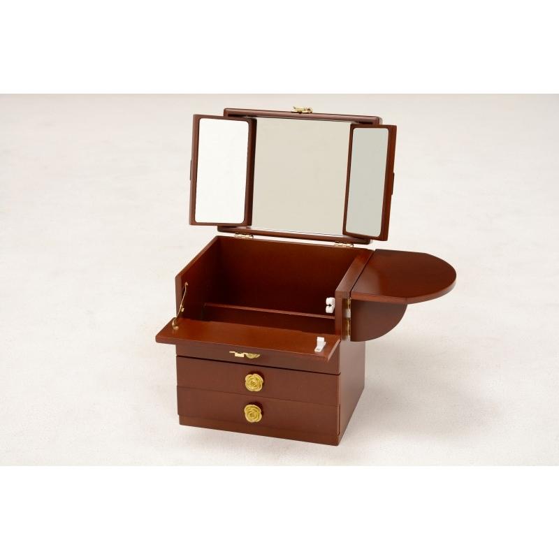 コスメボックス 化粧ボックス メイクボックス 完成品 ミラー付 三面鏡 ミニドレッサー ジュエリーボックス 化粧入れ  MUD-6830BR |  | 03
