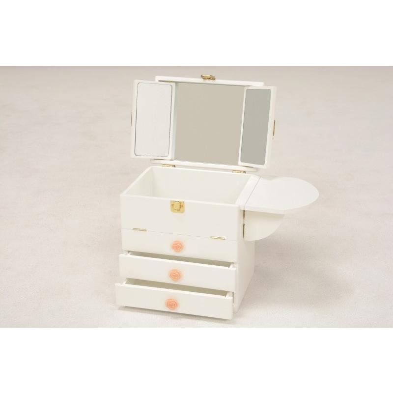 コスメボックス 化粧ボックス メイクボックス 完成品 ミラー付 三面鏡 ミニドレッサー ジュエリーボックス 化粧入れ  MUD-6830WH |  | 03