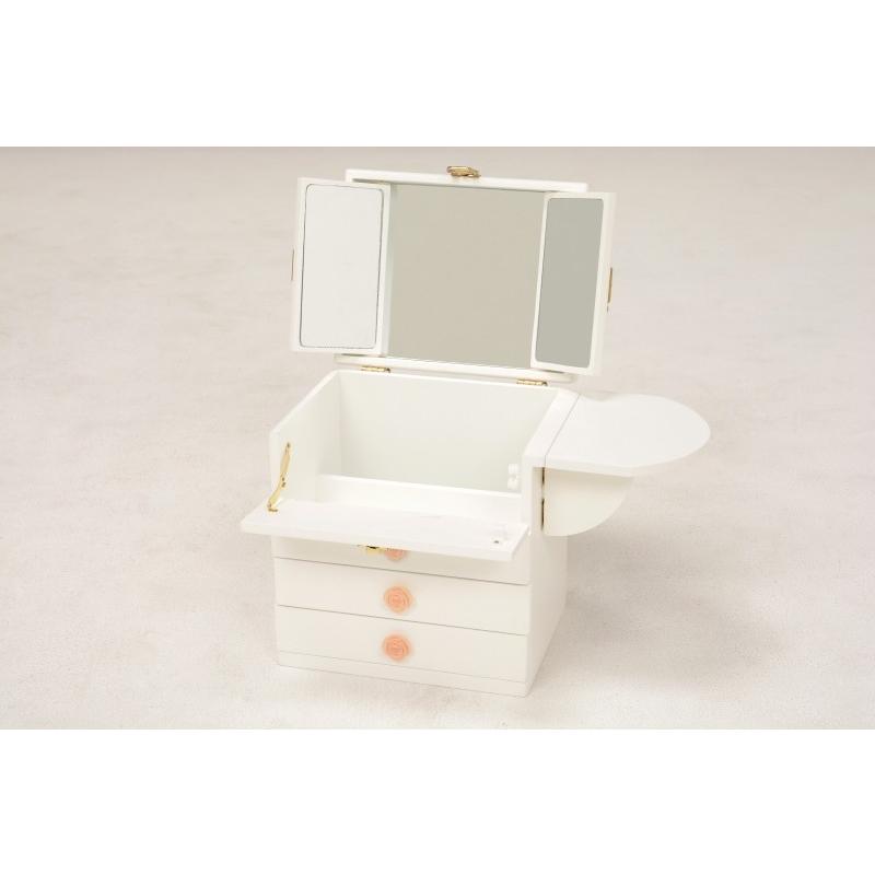 コスメボックス 化粧ボックス メイクボックス 完成品 ミラー付 三面鏡 ミニドレッサー ジュエリーボックス 化粧入れ  MUD-6830WH |  | 04
