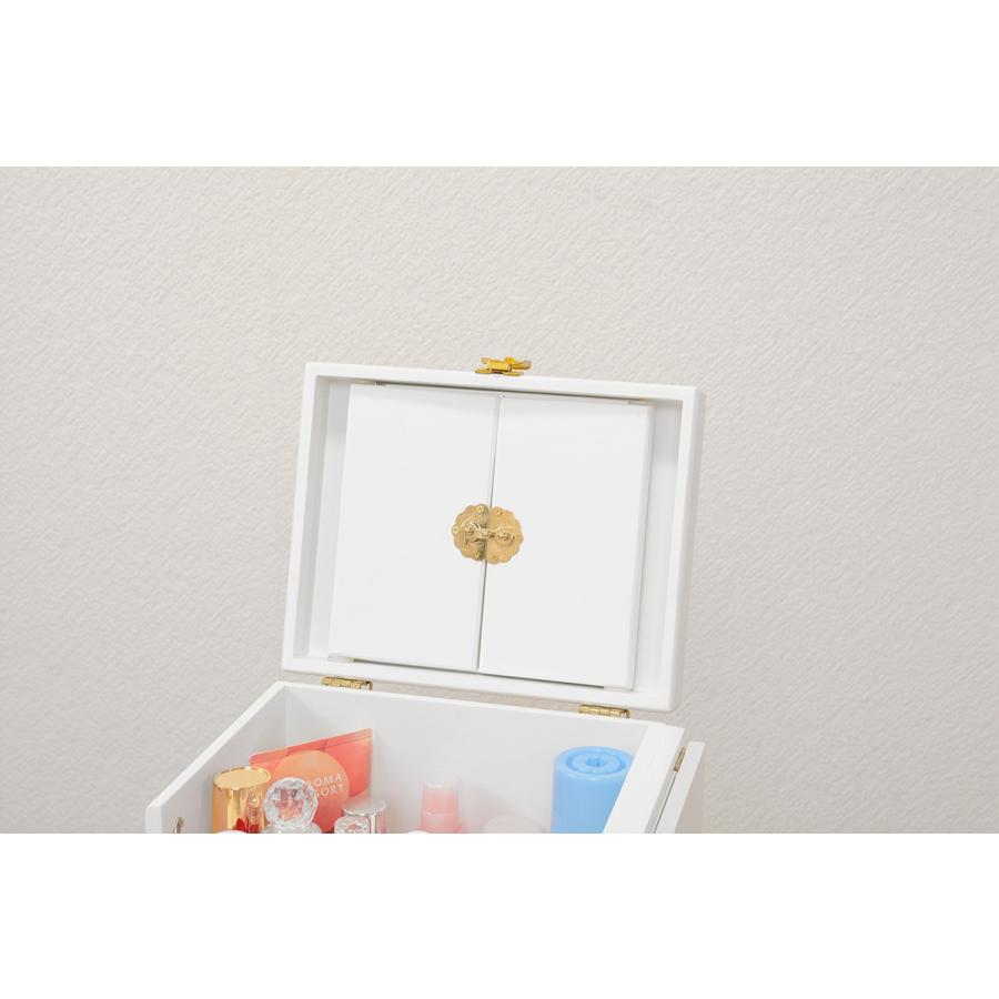 コスメボックス 化粧ボックス メイクボックス 完成品 ミラー付 三面鏡 ミニドレッサー ジュエリーボックス 化粧入れ  MUD-6830WH |  | 06