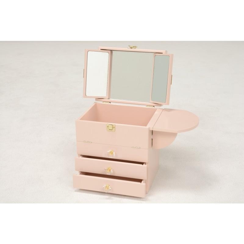 コスメボックス 化粧ボックス メイクボックス 完成品 ミラー付 三面鏡 ミニドレッサー ジュエリーボックス 化粧入れ  MUD-6835PI |  | 02