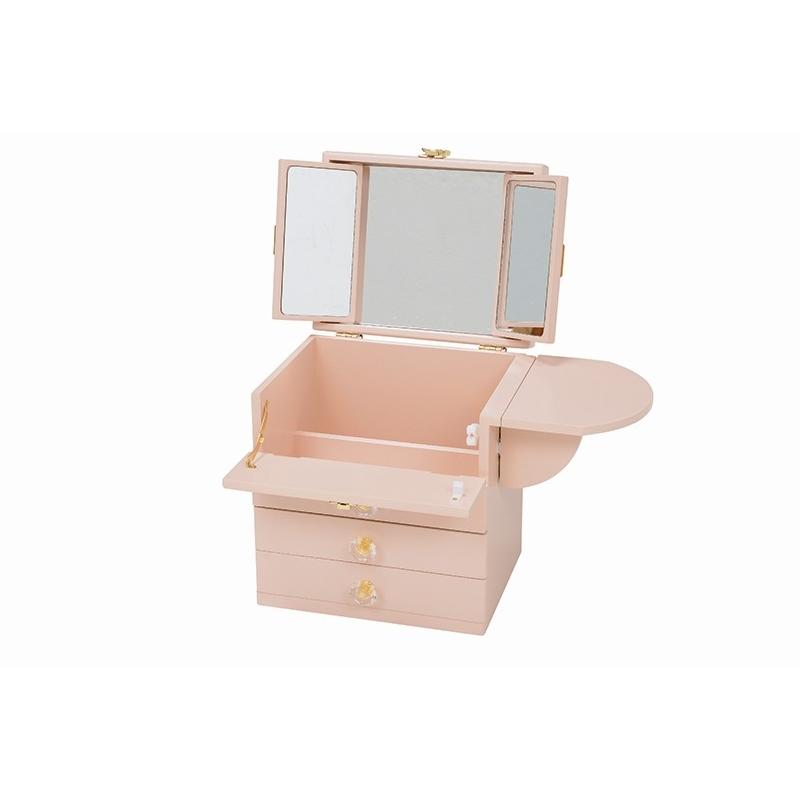 コスメボックス 化粧ボックス メイクボックス 完成品 ミラー付 三面鏡 ミニドレッサー ジュエリーボックス 化粧入れ  MUD-6835PI |  | 03