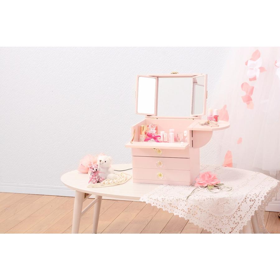 コスメボックス 化粧ボックス メイクボックス 完成品 ミラー付 三面鏡 ミニドレッサー ジュエリーボックス 化粧入れ  MUD-6835PI |  | 06