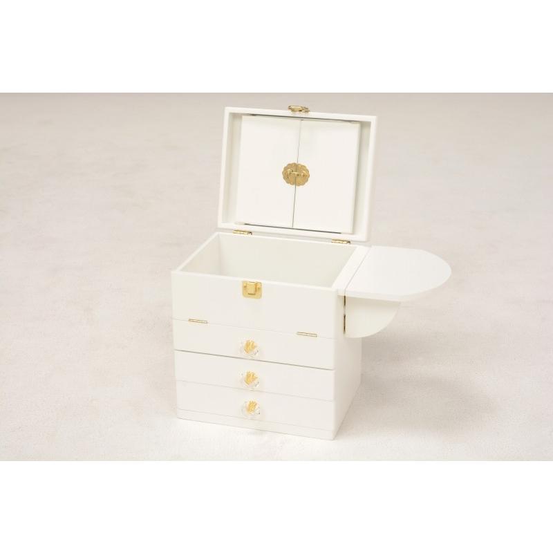 コスメボックス 化粧ボックス メイクボックス 完成品 ミラー付 三面鏡 ミニドレッサー ジュエリーボックス 化粧入れ  MUD-6835WH |  | 01