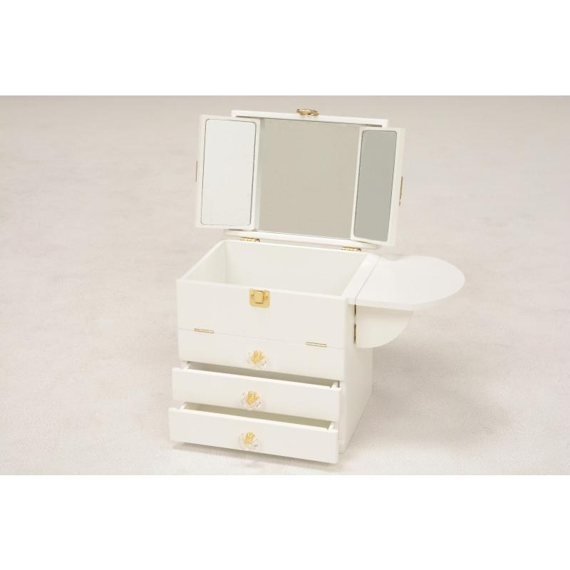 コスメボックス 化粧ボックス メイクボックス 完成品 ミラー付 三面鏡 ミニドレッサー ジュエリーボックス 化粧入れ  MUD-6835WH |  | 02