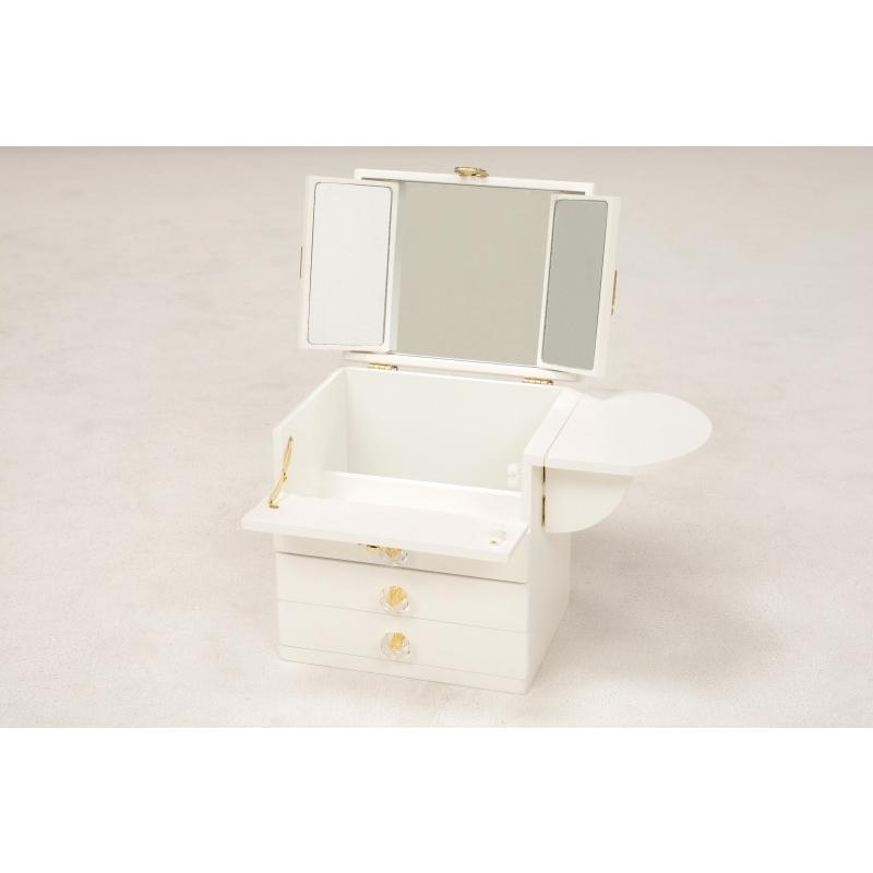 コスメボックス 化粧ボックス メイクボックス 完成品 ミラー付 三面鏡 ミニドレッサー ジュエリーボックス 化粧入れ  MUD-6835WH |  | 03