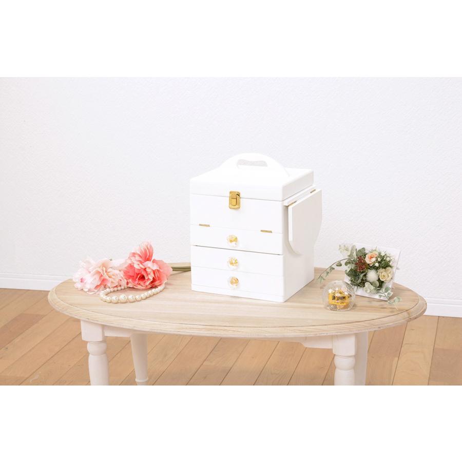 コスメボックス 化粧ボックス メイクボックス 完成品 ミラー付 三面鏡 ミニドレッサー ジュエリーボックス 化粧入れ  MUD-6835WH |  | 06