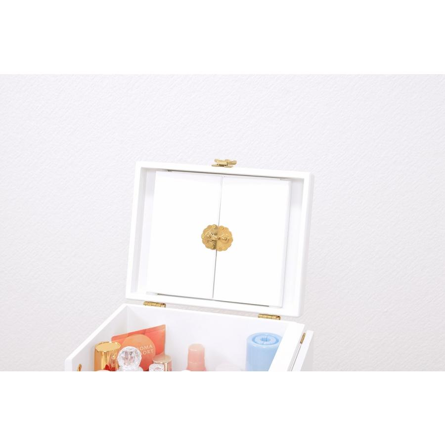 コスメボックス 化粧ボックス メイクボックス 完成品 ミラー付 三面鏡 ミニドレッサー ジュエリーボックス 化粧入れ  MUD-6835WH |  | 08